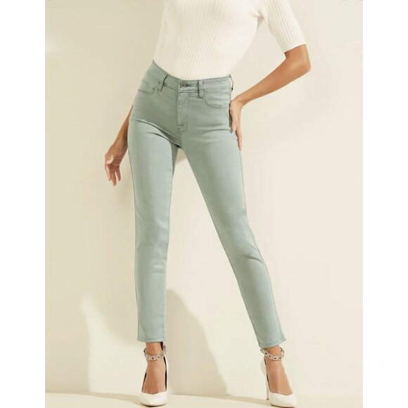 Guess Women’s Pastel Sexy Curve Mid Rise Skinny Jeans Dusty Teal Size 27 - Picture 1 of 12
